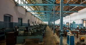Machine shop training hall at an Industrial Training Institute in India, the kind of workshop where trade apprentices train
