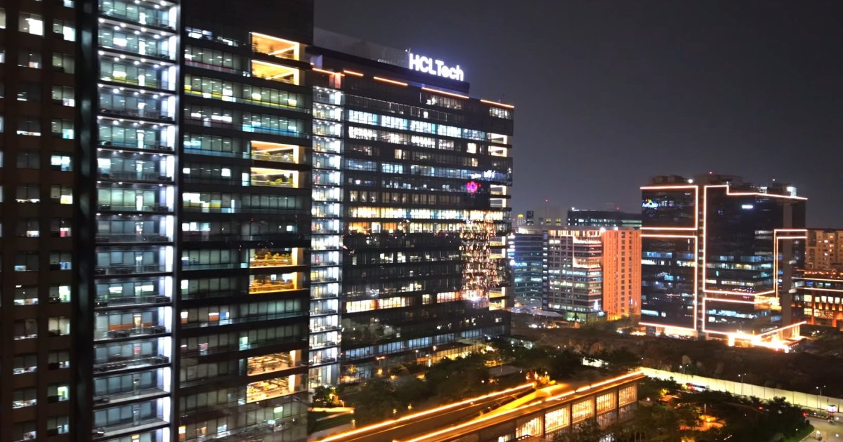 Hyderabad Hi-Tech City skyline at night, the hub for IT and BFSI contract staffing