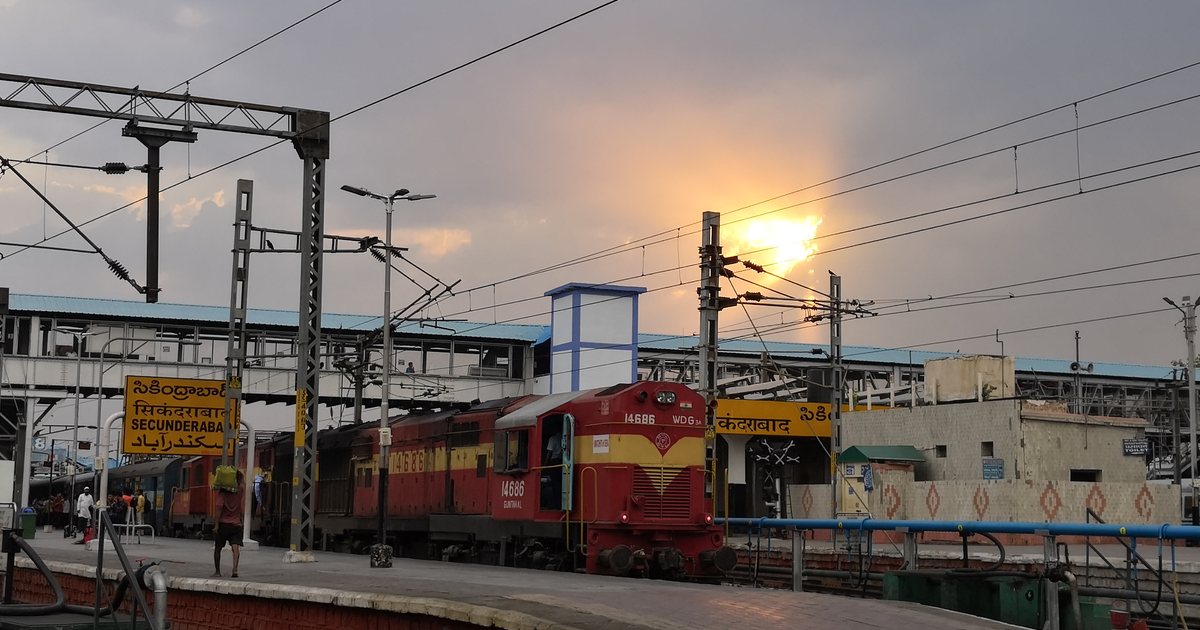 Passengers on a platform at Secunderabad Junction railway station, Hyderabad