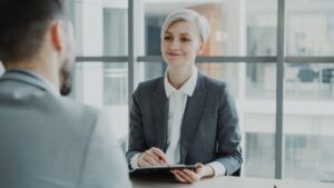 People staffing solutions Hyderabad - HR professional interviewing a job candidate in modern office