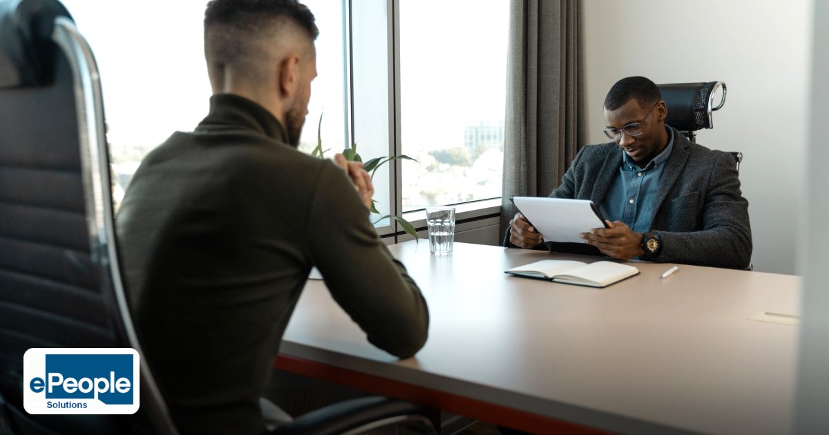 Indian Recruitment Agencies and GCC Visa Processing - a job interview taking place in a modern office setting between two