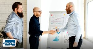Executive Search Firm Best Practices India 2026: Tech & Manufacturing Headhunting - three business colleagues engage